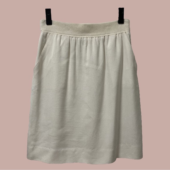 Vintage 1960s J Tiktiner french linen cream mini skirt size M